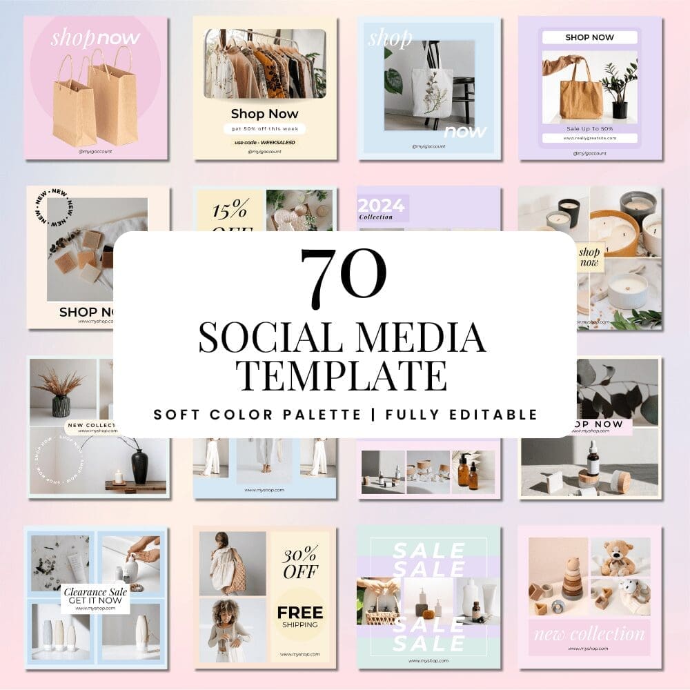 70 Pastel Social Media Templates Promo Images