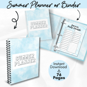 Blue Summer Planner Or Binder