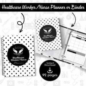 Black & White Healthcare Worker & Nurse Planner Or Binder Promo Image