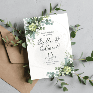 Green Floral Wedding Invitation Promo Image