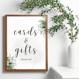 Green Floral Wedding Bundle Cards & Gifts Sign Promo Image