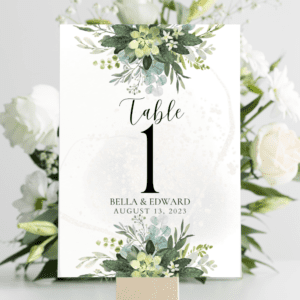 Green Floral Wedding Bundle Table Number Promo Image